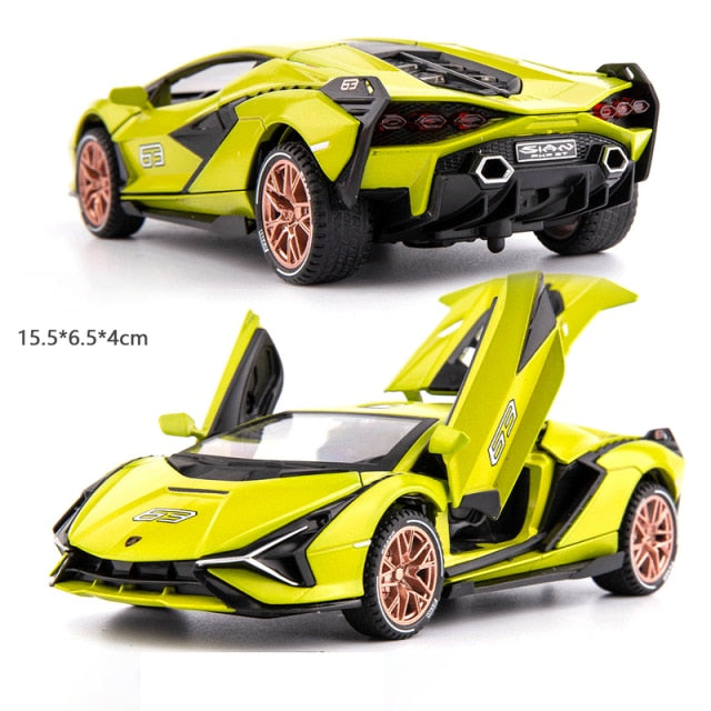 1:32 Lamborghinis Sian FKP37 Car Alloy Sports Car Model Diecast Sound Super Racing Lifting Tail Hot Car Wheel For Children Gifts
