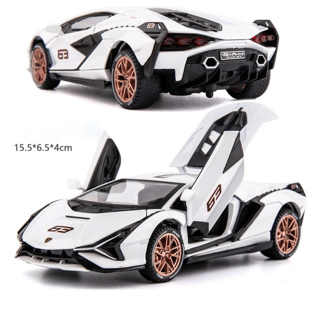 1:32 Lamborghinis Sian FKP37 Car Alloy Sports Car Model Diecast Sound Super Racing Lifting Tail Hot Car Wheel For Children Gifts