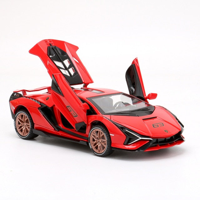 1:32 Lamborghinis Sian FKP37 Car Alloy Sports Car Model Diecast Sound Super Racing Lifting Tail Hot Car Wheel For Children Gifts