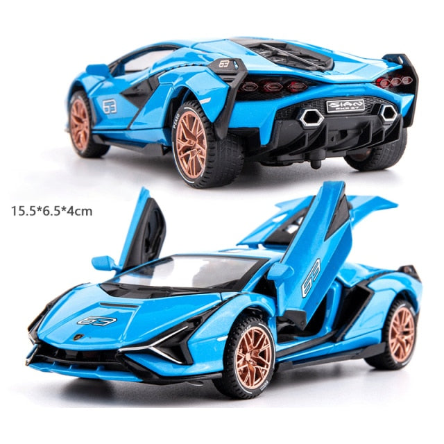 1:32 Lamborghinis Sian FKP37 Car Alloy Sports Car Model Diecast Sound Super Racing Lifting Tail Hot Car Wheel For Children Gifts