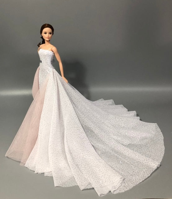 case for barbie doll clothes Princess dress trailing wedding bride marriage dress for barbie accessories toys house ornaments