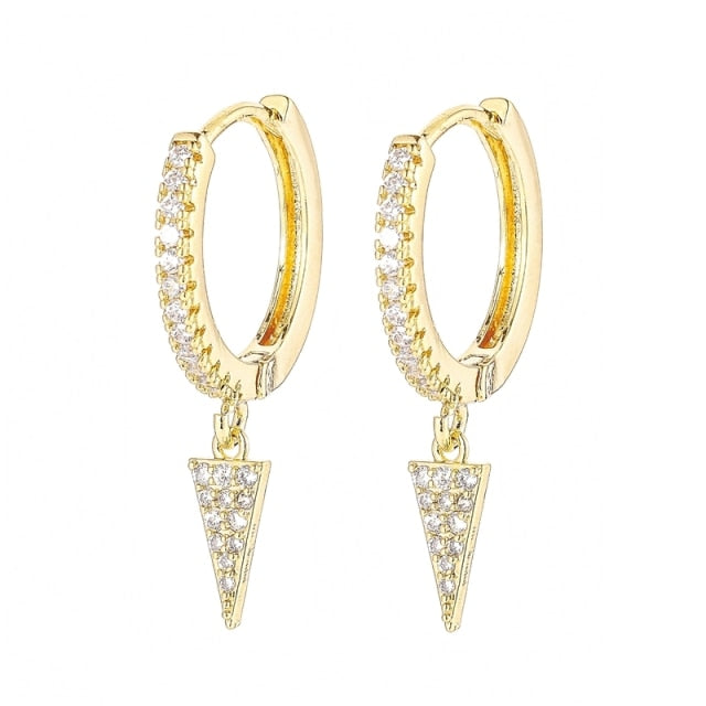 SIPENGJEL Fashion Zircon Pendant Hoop Earrings Geometric Cross Star Moon Drop Earrings For Women Jewelry 2021 aretes pendiente