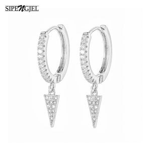 SIPENGJEL Fashion Zircon Pendant Hoop Earrings Geometric Cross Star Moon Drop Earrings For Women Jewelry 2021 aretes pendiente
