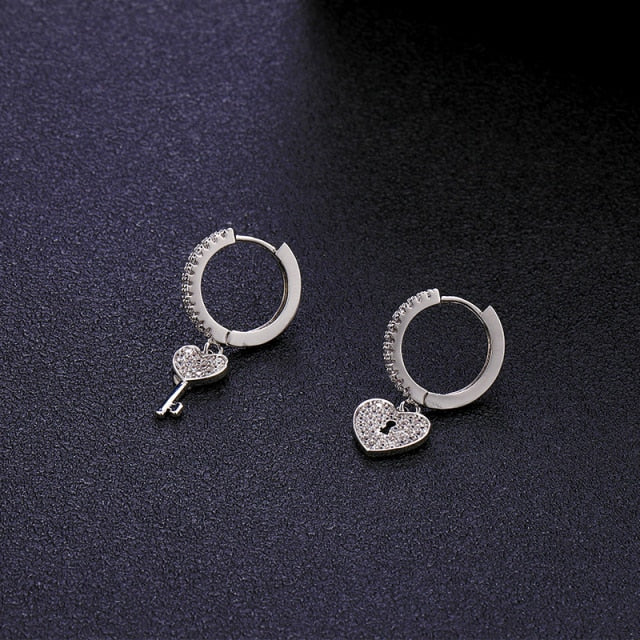 SIPENGJEL Fashion Zircon Pendant Hoop Earrings Geometric Cross Star Moon Drop Earrings For Women Jewelry 2021 aretes pendiente