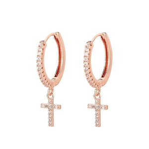 SIPENGJEL Fashion Zircon Pendant Hoop Earrings Geometric Cross Star Moon Drop Earrings For Women Jewelry 2021 aretes pendiente
