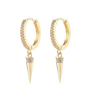 SIPENGJEL Fashion Zircon Pendant Hoop Earrings Geometric Cross Star Moon Drop Earrings For Women Jewelry 2021 aretes pendiente