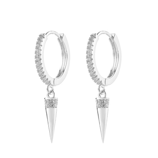 SIPENGJEL Fashion Zircon Pendant Hoop Earrings Geometric Cross Star Moon Drop Earrings For Women Jewelry 2021 aretes pendiente