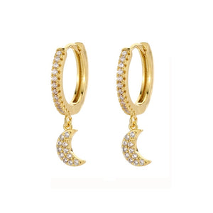 SIPENGJEL Fashion Zircon Pendant Hoop Earrings Geometric Cross Star Moon Drop Earrings For Women Jewelry 2021 aretes pendiente