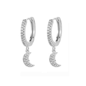 SIPENGJEL Fashion Zircon Pendant Hoop Earrings Geometric Cross Star Moon Drop Earrings For Women Jewelry 2021 aretes pendiente