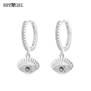 SIPENGJEL Fashion Zircon Pendant Hoop Earrings Geometric Cross Star Moon Drop Earrings For Women Jewelry 2021 aretes pendiente