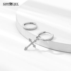 SIPENGJEL Fashion Zircon Pendant Hoop Earrings Geometric Cross Star Moon Drop Earrings For Women Jewelry 2021 aretes pendiente