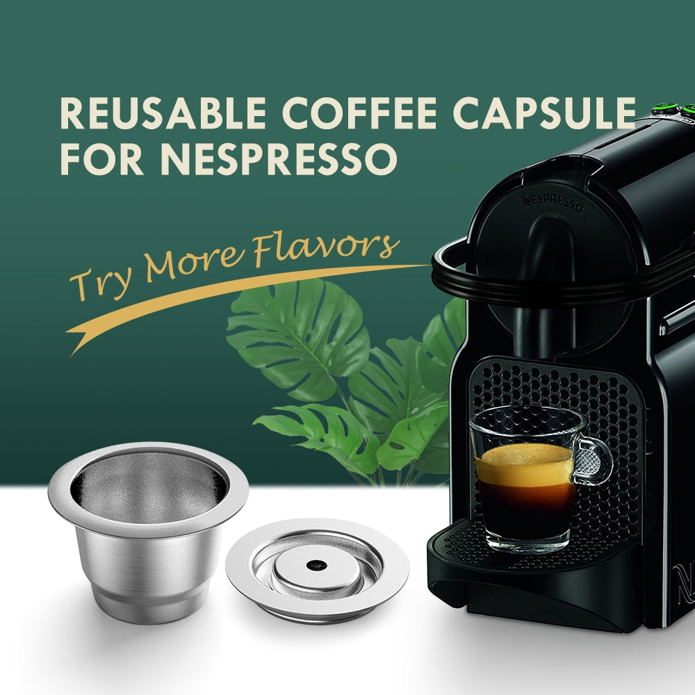 iCafilas New Upgraded Reusable Coffee Capsule For Nespresso Stainless Steel Coffee Filters Espresso Coffee Crema Maker