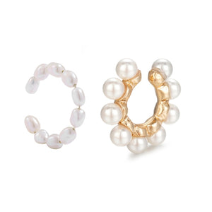 2021 New Fashion Pearl Ear Cuff Bohemia Stackable C Shaped CZ Rhinestone Small Earcuffs Clip Earrings for Women Wedding Jewelry