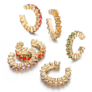 2021 New Fashion Pearl Ear Cuff Bohemia Stackable C Shaped CZ Rhinestone Small Earcuffs Clip Earrings for Women Wedding Jewelry