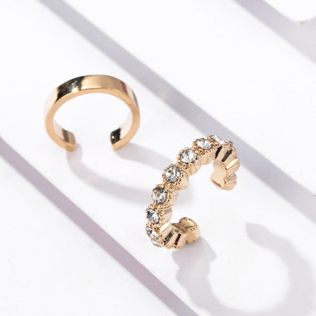 2021 New Fashion Pearl Ear Cuff Bohemia Stackable C Shaped CZ Rhinestone Small Earcuffs Clip Earrings for Women Wedding Jewelry