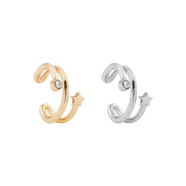 2021 New Fashion Pearl Ear Cuff Bohemia Stackable C Shaped CZ Rhinestone Small Earcuffs Clip Earrings for Women Wedding Jewelry