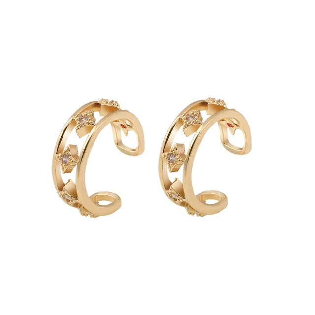 2021 New Fashion Pearl Ear Cuff Bohemia Stackable C Shaped CZ Rhinestone Small Earcuffs Clip Earrings for Women Wedding Jewelry