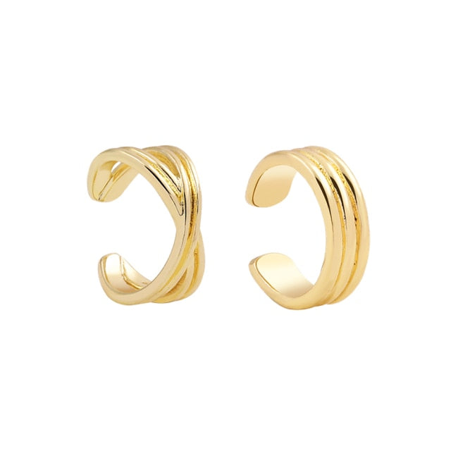 2021 New Fashion Pearl Ear Cuff Bohemia Stackable C Shaped CZ Rhinestone Small Earcuffs Clip Earrings for Women Wedding Jewelry