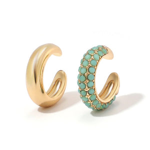 2021 New Fashion Pearl Ear Cuff Bohemia Stackable C Shaped CZ Rhinestone Small Earcuffs Clip Earrings for Women Wedding Jewelry