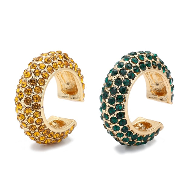 2021 New Fashion Pearl Ear Cuff Bohemia Stackable C Shaped CZ Rhinestone Small Earcuffs Clip Earrings for Women Wedding Jewelry