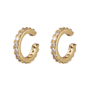 2021 New Fashion Pearl Ear Cuff Bohemia Stackable C Shaped CZ Rhinestone Small Earcuffs Clip Earrings for Women Wedding Jewelry