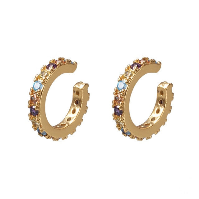 2021 New Fashion Pearl Ear Cuff Bohemia Stackable C Shaped CZ Rhinestone Small Earcuffs Clip Earrings for Women Wedding Jewelry