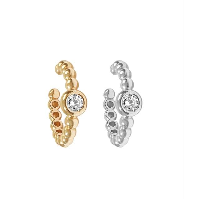 2021 New Fashion Pearl Ear Cuff Bohemia Stackable C Shaped CZ Rhinestone Small Earcuffs Clip Earrings for Women Wedding Jewelry