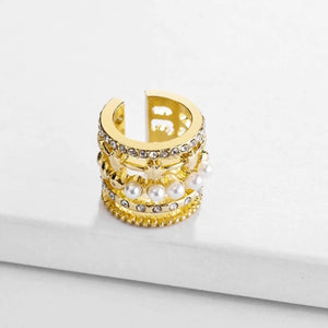 2021 New Fashion Pearl Ear Cuff Bohemia Stackable C Shaped CZ Rhinestone Small Earcuffs Clip Earrings for Women Wedding Jewelry