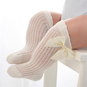 Balleenshiny Baby Girl Socks Toddler Baby Bow Cotton Mesh Breathable Socks Newborn Infant Non-slip Baby Girls Socks 0-3 years