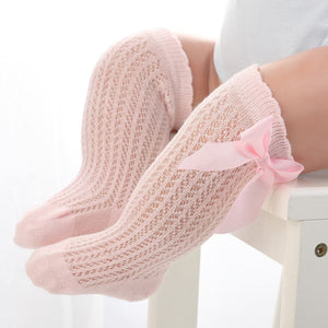 Balleenshiny Baby Girl Socks Toddler Baby Bow Cotton Mesh Breathable Socks Newborn Infant Non-slip Baby Girls Socks 0-3 years