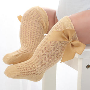 Balleenshiny Baby Girl Socks Toddler Baby Bow Cotton Mesh Breathable Socks Newborn Infant Non-slip Baby Girls Socks 0-3 years