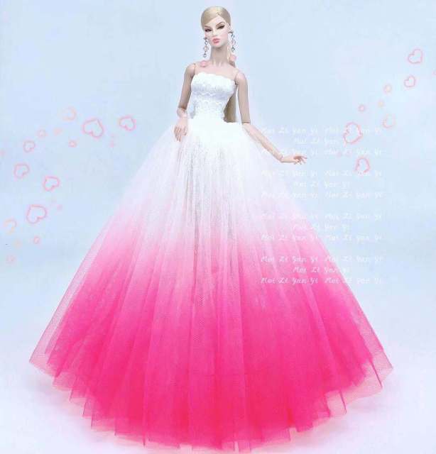 case for barbie doll clothes Princess dress trailing wedding bride marriage dress for barbie accessories toys house ornaments