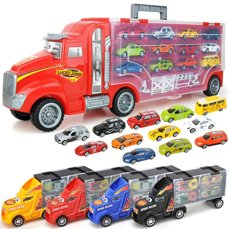 Big Transport Car Container Carrier Big Truck Vehicles Toys With Mini Diecast Cars Model Toys For Children Boys Birthday Gifts