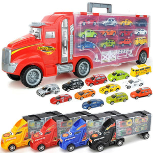 Big Transport Car Container Carrier Big Truck Vehicles Toys With Mini Diecast Cars Model Toys For Children Boys Birthday Gifts