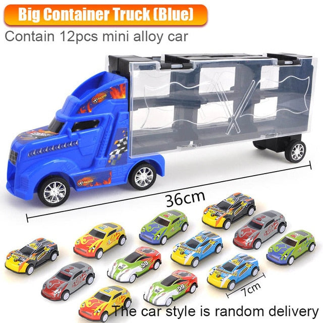 Big Transport Car Container Carrier Big Truck Vehicles Toys With Mini Diecast Cars Model Toys For Children Boys Birthday Gifts