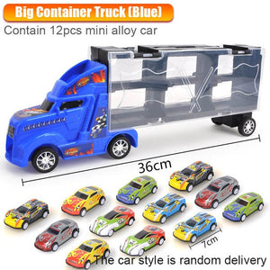 Big Transport Car Container Carrier Big Truck Vehicles Toys With Mini Diecast Cars Model Toys For Children Boys Birthday Gifts