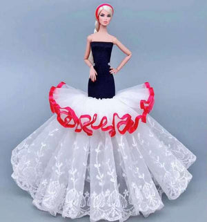 case for barbie doll clothes Princess dress trailing wedding bride marriage dress for barbie accessories toys house ornaments