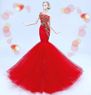 case for barbie doll clothes Princess dress trailing wedding bride marriage dress for barbie accessories toys house ornaments