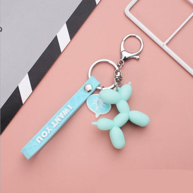 New Fashion Stereo Cute Balloon Dog Keychain Key ring Creative Cartoon Mobile Phone Bag Car Pendant Fun Keychain
