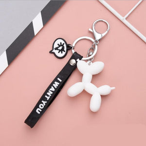 New Fashion Stereo Cute Balloon Dog Keychain Key ring Creative Cartoon Mobile Phone Bag Car Pendant Fun Keychain