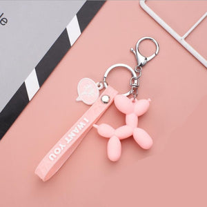 New Fashion Stereo Cute Balloon Dog Keychain Key ring Creative Cartoon Mobile Phone Bag Car Pendant Fun Keychain