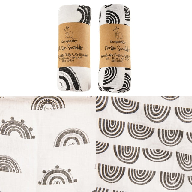 2 pieces/pack  Kangobaby muslin baby swaddle Blanket Newborn Baby Bath Towel Swaddle Blankets Multi Designs Functions Baby Wrap