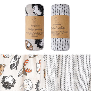 2 pieces/pack  Kangobaby muslin baby swaddle Blanket Newborn Baby Bath Towel Swaddle Blankets Multi Designs Functions Baby Wrap