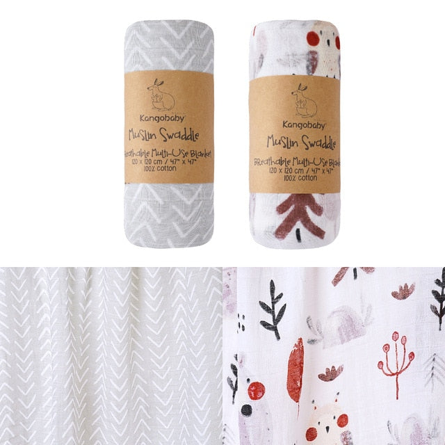2 pieces/pack  Kangobaby muslin baby swaddle Blanket Newborn Baby Bath Towel Swaddle Blankets Multi Designs Functions Baby Wrap