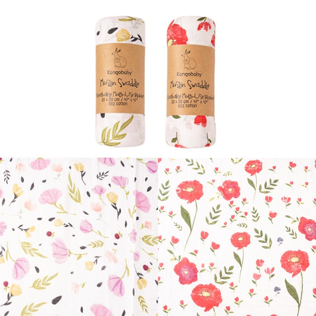 2 pieces/pack  Kangobaby muslin baby swaddle Blanket Newborn Baby Bath Towel Swaddle Blankets Multi Designs Functions Baby Wrap