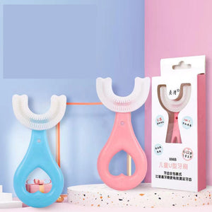Kids Toothbrush U-Shape Infant Toothbrush with Handle Silicone Oral Care Cleaning Brush for Toddlers Ages 2-12