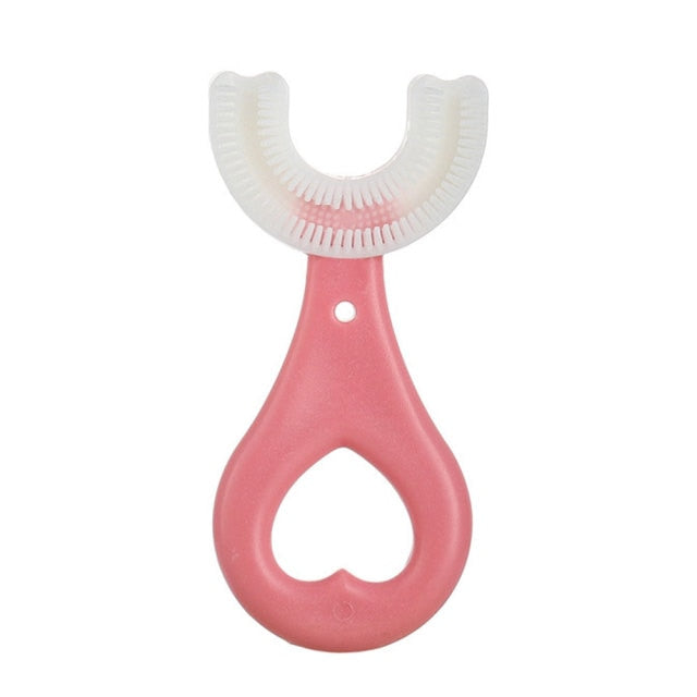 Kids Toothbrush U-Shape Infant Toothbrush with Handle Silicone Oral Care Cleaning Brush for Toddlers Ages 2-12