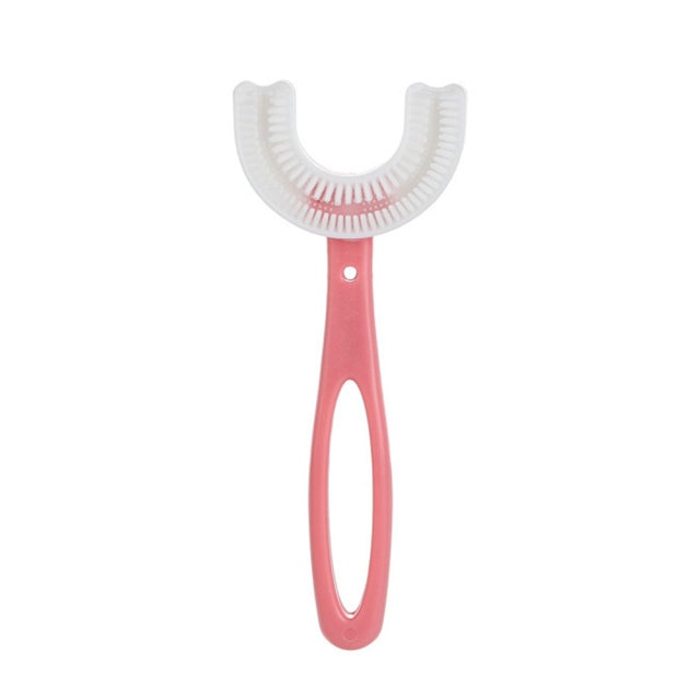Kids Toothbrush U-Shape Infant Toothbrush with Handle Silicone Oral Care Cleaning Brush for Toddlers Ages 2-12