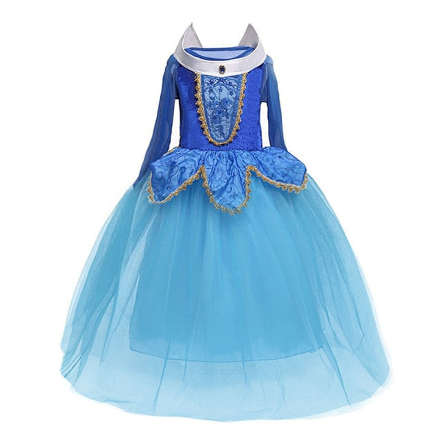 Fancy Girl Princess Dresses Beauty Belle Cosplay Costume Snow Christmas Halloween Princess Dress up Children Party Clothes