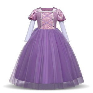 Fancy Girl Princess Dresses Beauty Belle Cosplay Costume Snow Christmas Halloween Princess Dress up Children Party Clothes